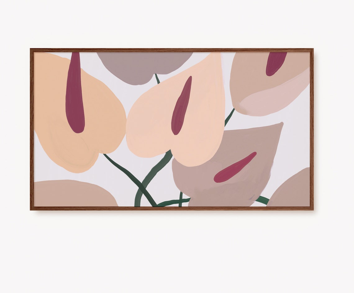 Beige Abstract Anthurium Botanical Modern Minimal Art Poster