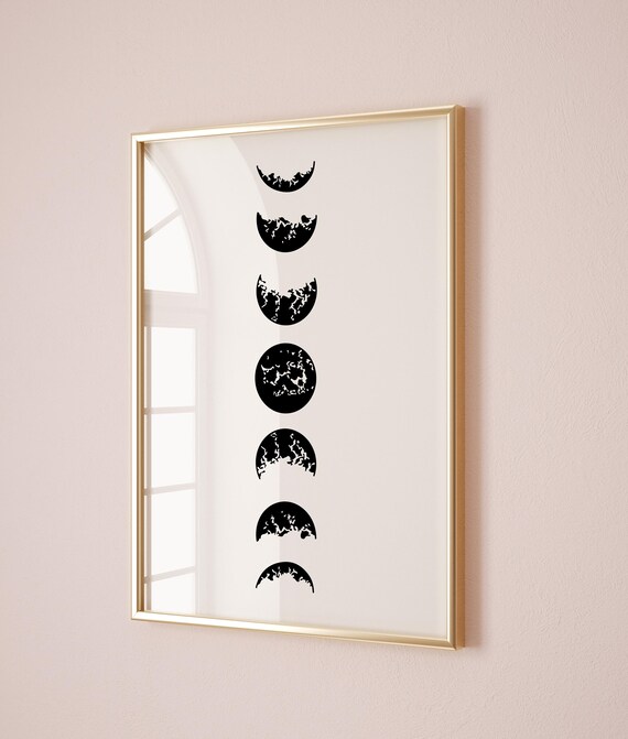 Black Moon Phase Cycle Minimalist Celestial Decorative Print