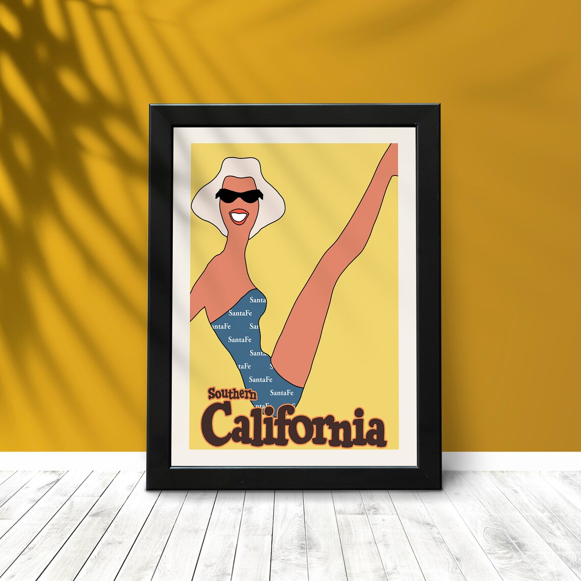 Retro Southern California Pin Up Swimsuit Girl Travel Poster