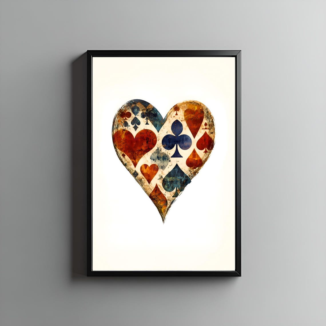 Vintage Playing Card Suits Heart Collage Casino Style Poster