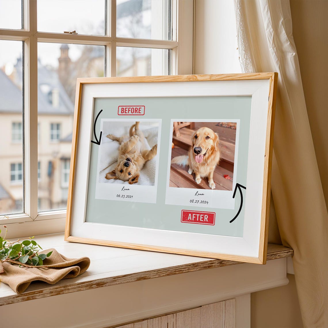 Personalized Before And After Pet Photo Print Polaroid Dog Gift
