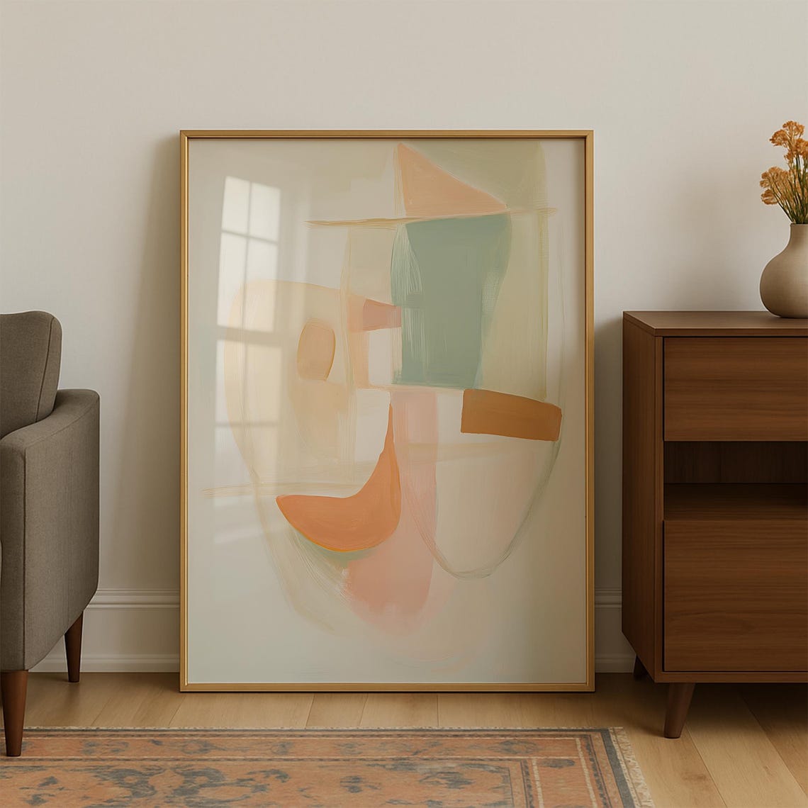 Soft Beige Geometric Abstract Minimal Neutral Modern Wall Poster