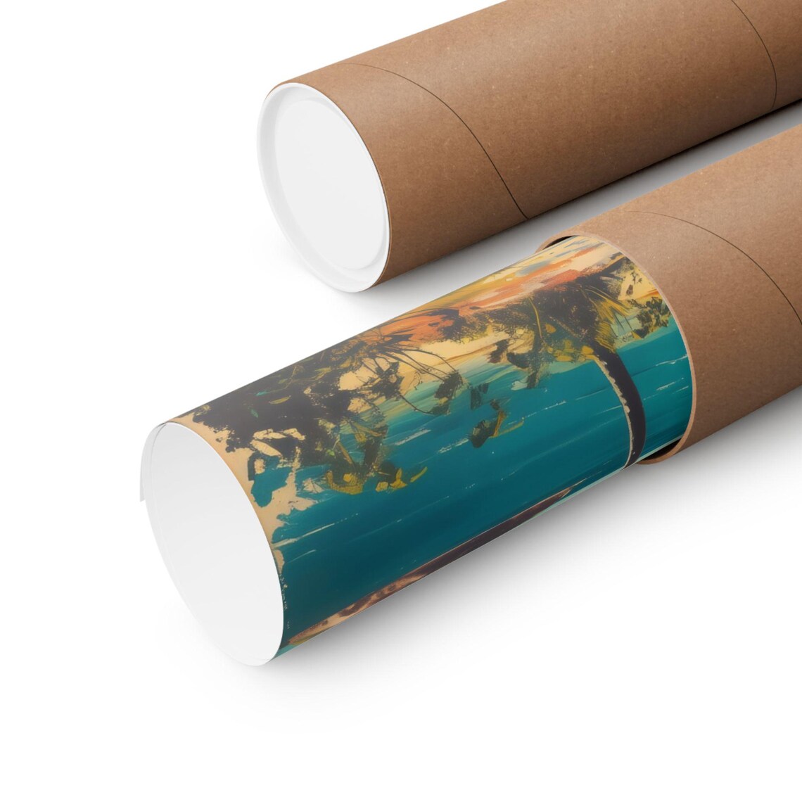 Tropical Palm Beach Painting Turquoise Water Vaporwave Poster - Image 2