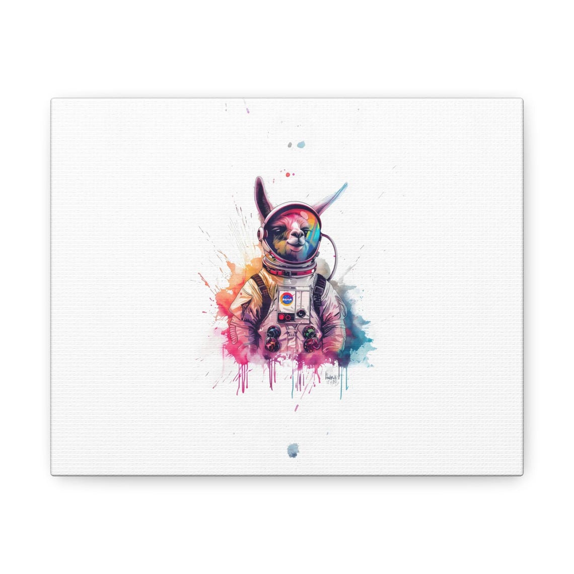 Llama Astronaut Watercolor Paint Splash Galaxy Cosmic Poster - Image 3