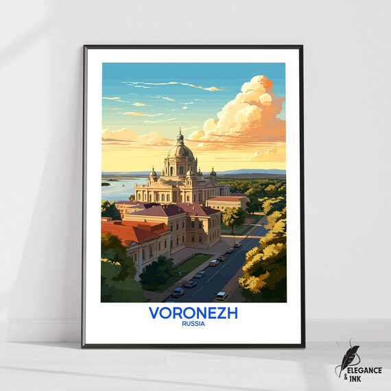 Voronezh Wall Hanging Postervoronezh Flat Vector Illustration Canvasrussia Handmade Wooden Frame And Unframed Colorful Vintage Gift
