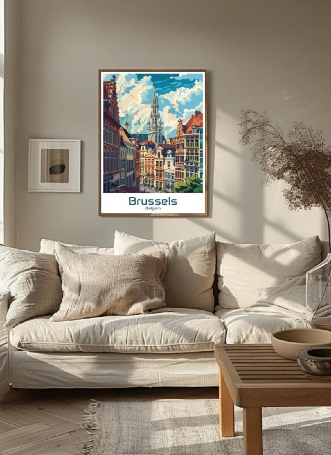 Brussels Belgium Grand Place Spire Historic Old Town Travel Poster - Image 3