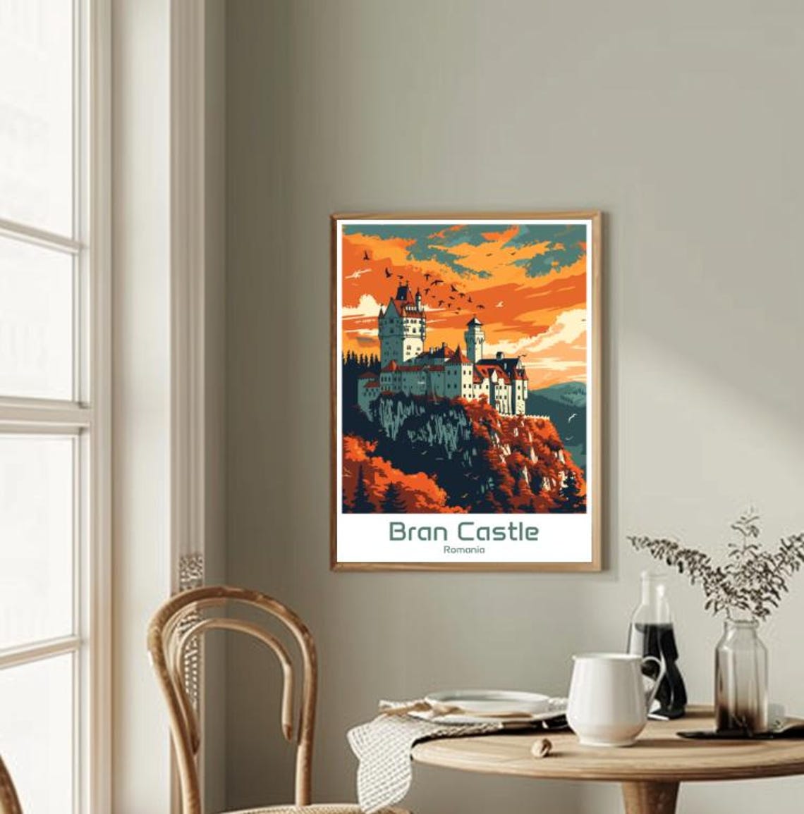 Bran Castle Romania Poster Gothic Fortress Sunset Dusk Sky Vintage Art - Image 2