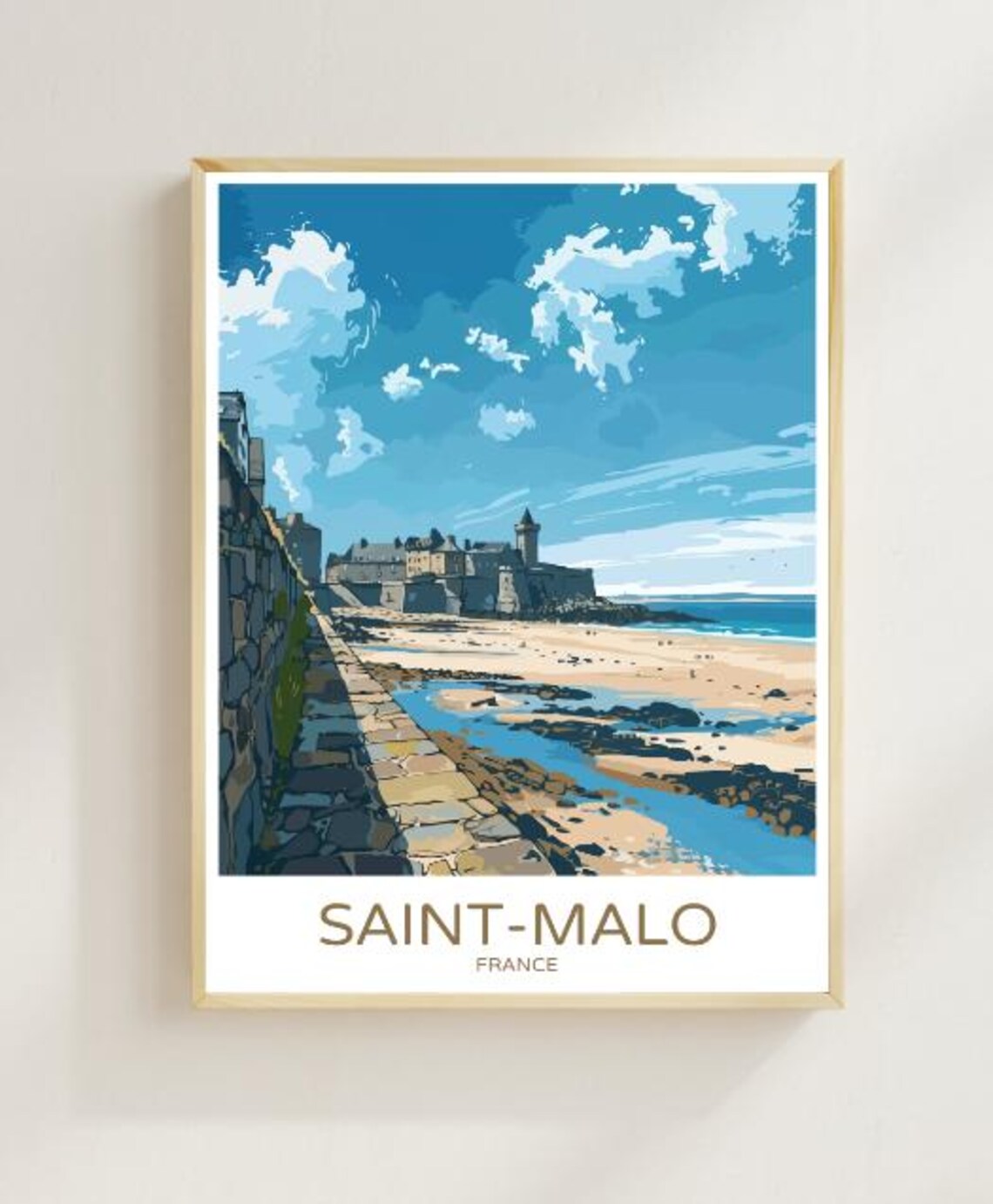 Saint Malo France Travel Poster Coastal Cityscape Wall Art French Seaside Views Historic Harbor Beach Decor Vacation Art Home Decor