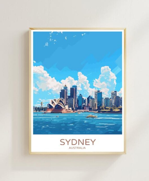 Sydney Australia Opera House Harbor Bright City Travel Poster