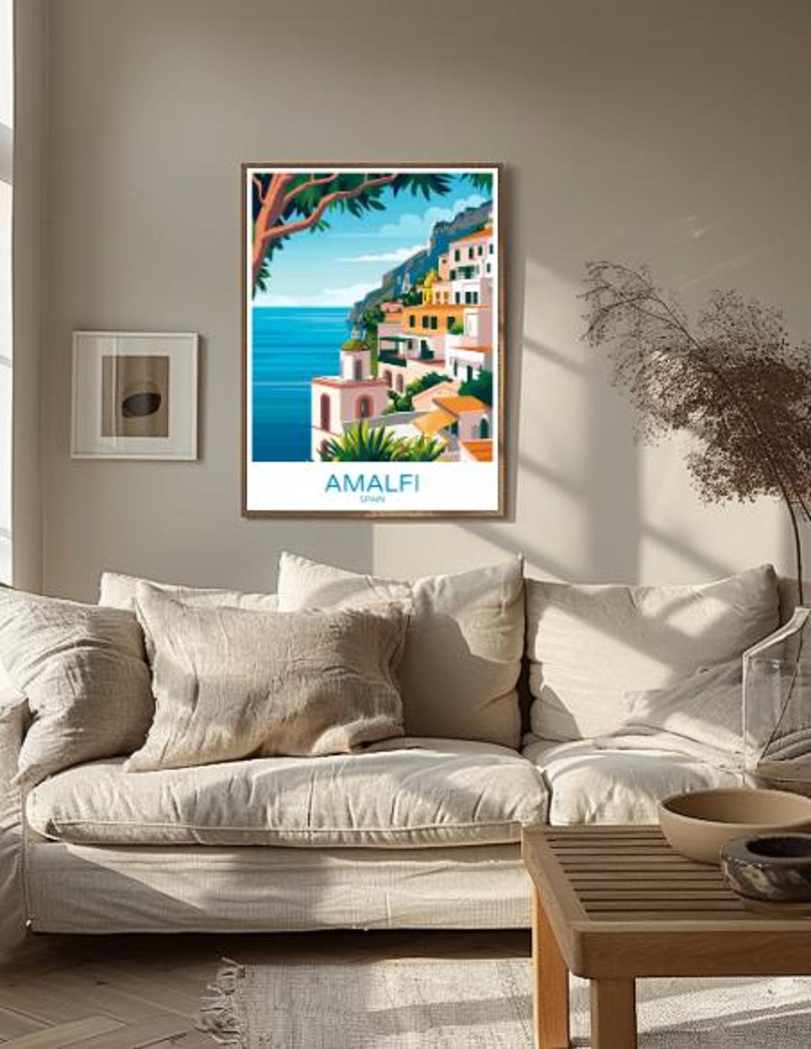 Amalfi Italy Travel Poster Coastal Village Wall Art Amalfi Coast Landscape Print Italian Seaside Artwork Vintage Travel Poster - Image 2