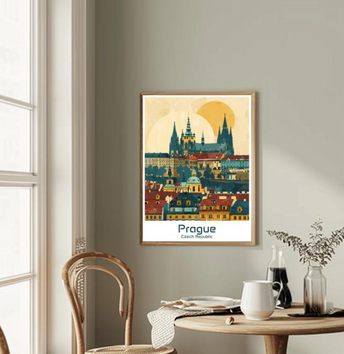 Prague Czech Republic Vintage Travel Poster Retro Cityscape Illustration - Image 2
