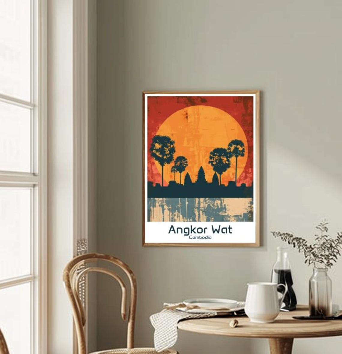Angkor Wat Cambodia Ancient Temple Towers Sunset Silhouette Poster - Image 3