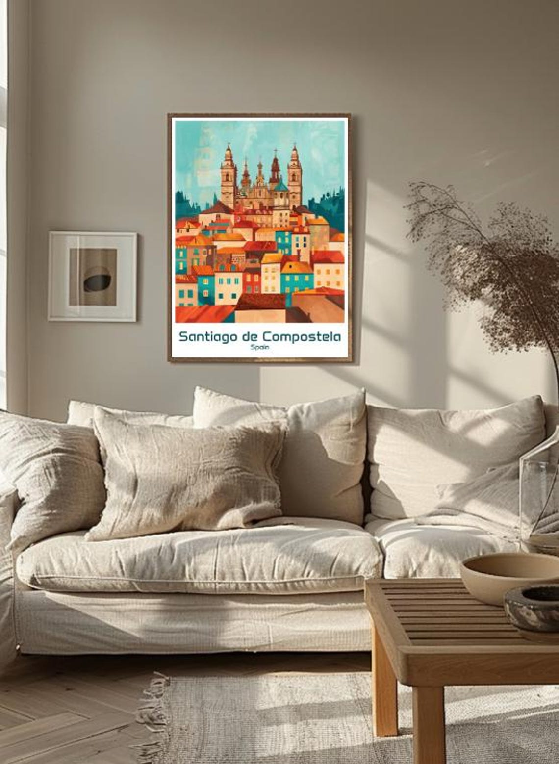 Santiago de Compostela Spain Cathedral City Skyline Travel Poster - Image 3