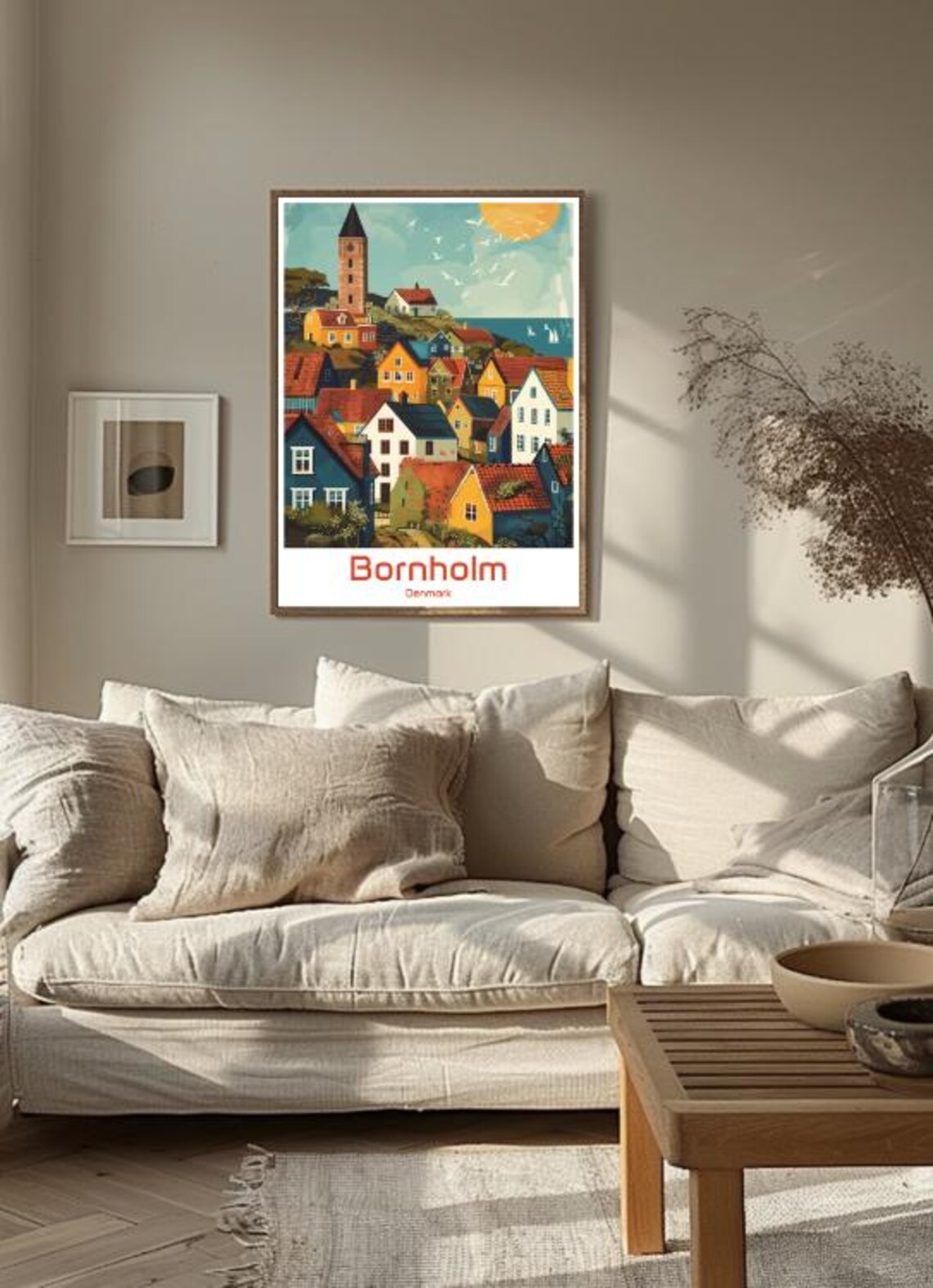 Bornholm Denmark Colorful Town Clock Tower Retro Illustration Poster - Image 3