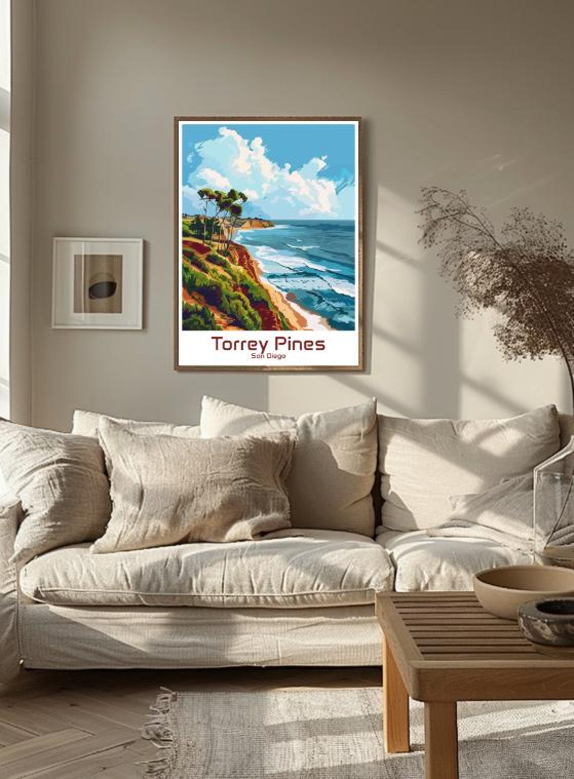 Torrey Pines San Diego Coastal Cliffs Surf Beach Travel Poster - Image 3