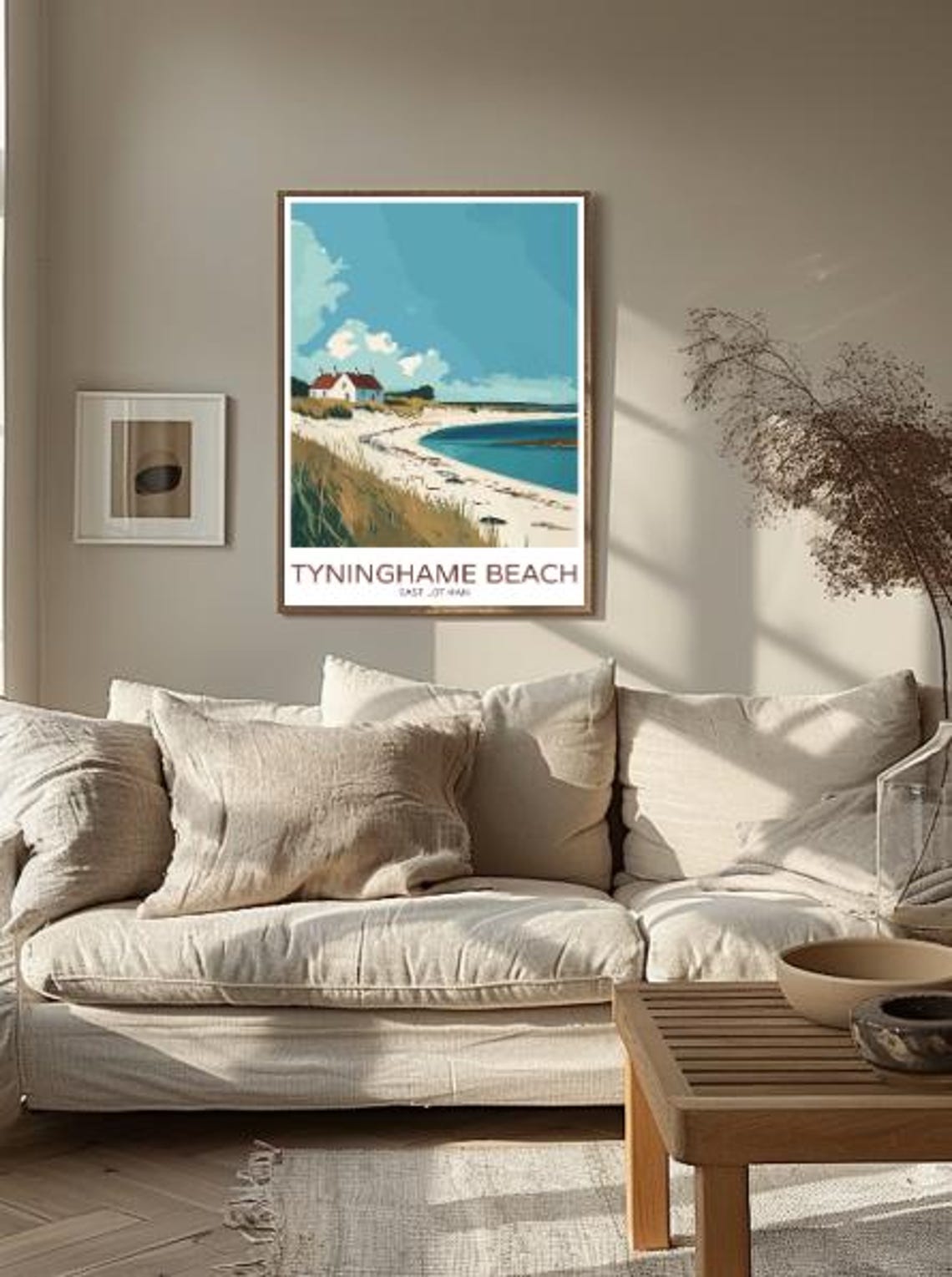 Tyninghame Beach Scotland Travel Poster With Dunes And Cottage View - Image 2