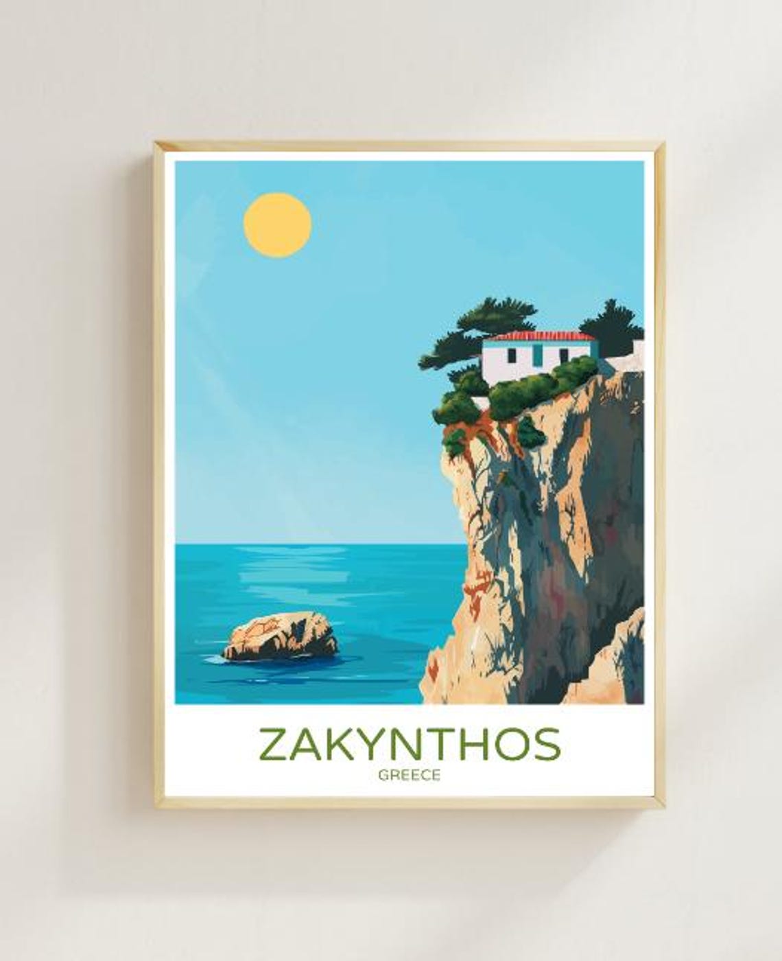 Zakynthos Greece Cliffside Coast Mediterranean Travel Poster