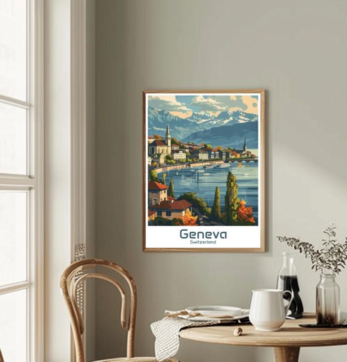 Geneva Switzerland Alpine Lakeside Cityscape Mountains Poster - Image 2