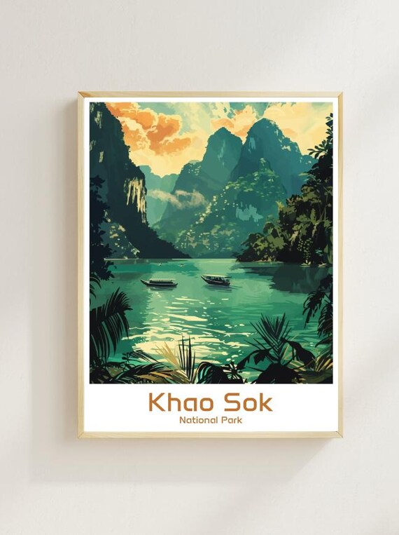 Khao Sok National Park Jungle Lake Limestone Peaks Boat Poster