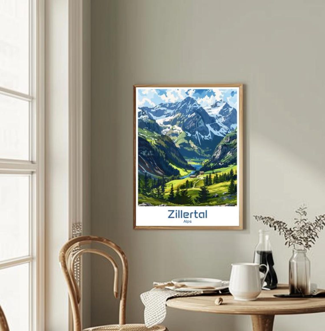 Zillertal Alps Snowy Peaks Green Valley Austria Nature Poster - Image 2