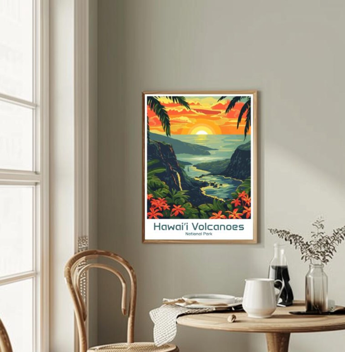 Hawaii Volcanoes National Park Tropical Coast Sunset Travel Poster - Image 2