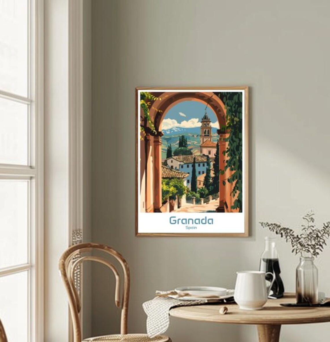 Granada Spain Vintage Travel Poster Andalusian Cityscape Arch View - Image 2