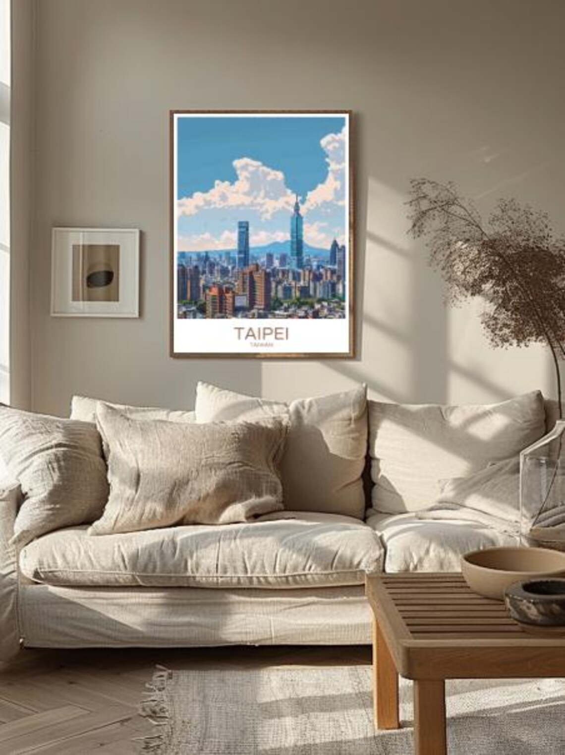 Taipei Taiwan Travel Poster Taipei 101 Tower Skyline Vintage City Decor - Image 2