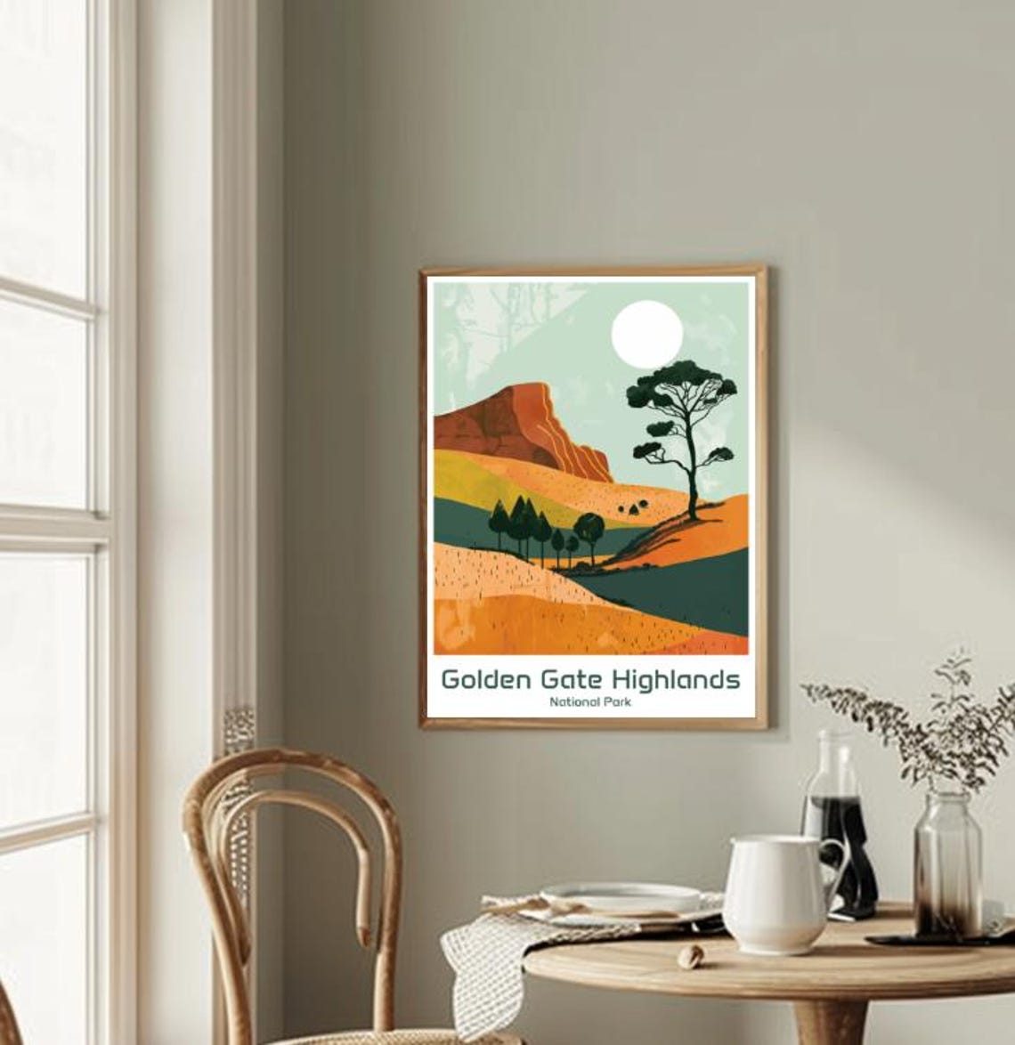 Golden Gate Highlands National Park Hillside Tree Art Poster - Image 2