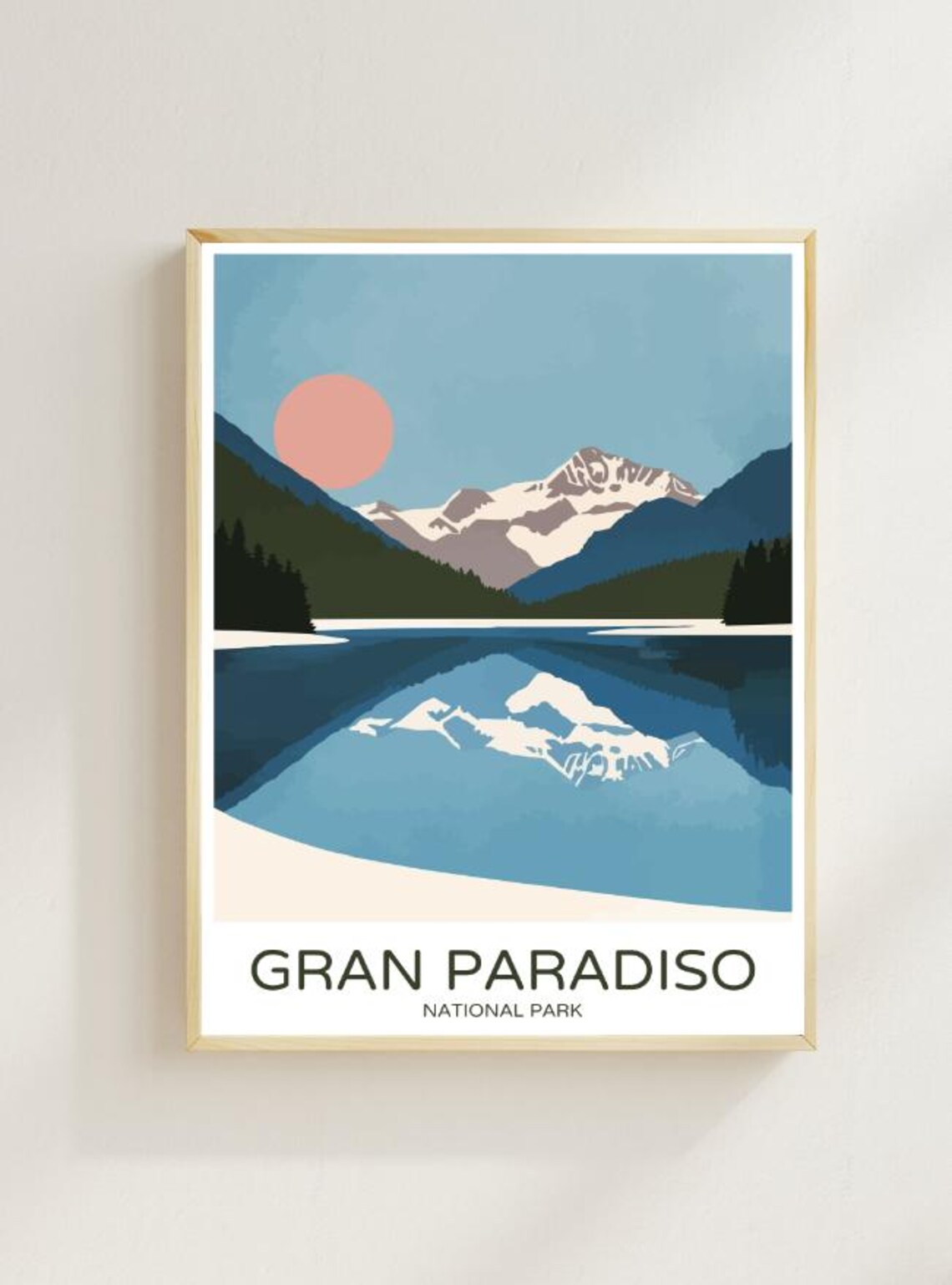 Gran Paradiso National Park Alpine Lake Sunset Reflection Travel Poster