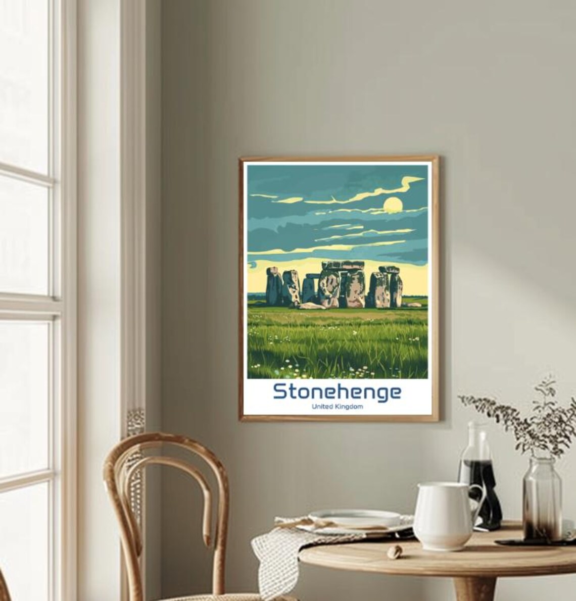 Stonehenge United Kingdom Sunset Stones Retro Illustration Poster - Image 2
