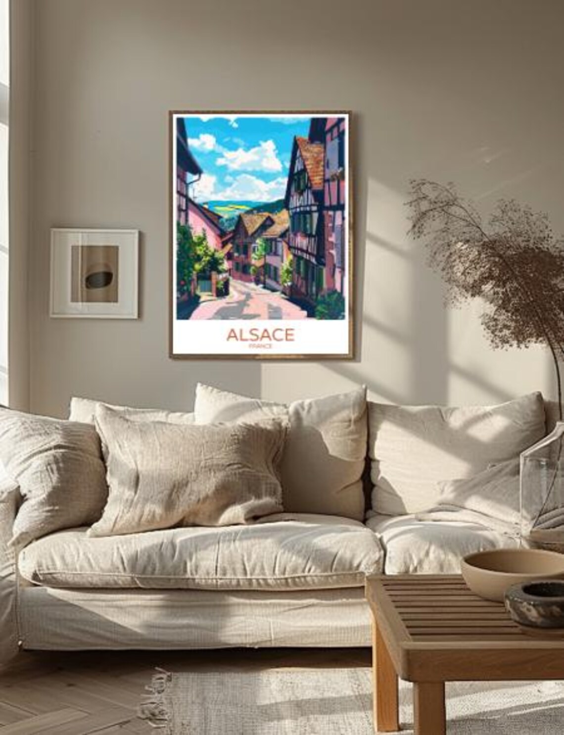 Alsace France Travel Poster Charming Half Timbered Village Street - Image 2