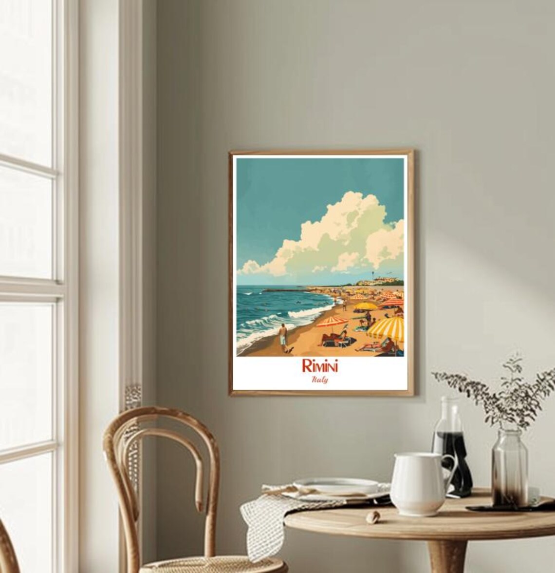Rimini Italy Adriatic Beach Striped Umbrellas Vintage Travel Poster - Image 2