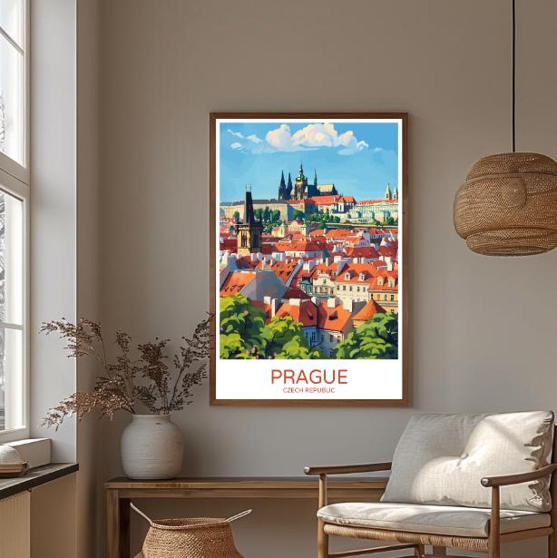 Prague Czech Republic Travel Poster With Old Town And Castle View - Image 3