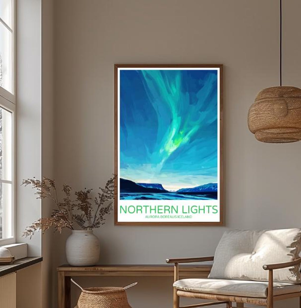 Northern Lights Iceland Aurora Borealis Night Sky Travel Poster - Image 3