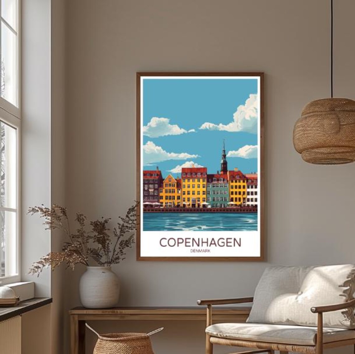 Copenhagen Denmark Travel Poster Colorful Nyhavn Waterfront City Art - Image 3