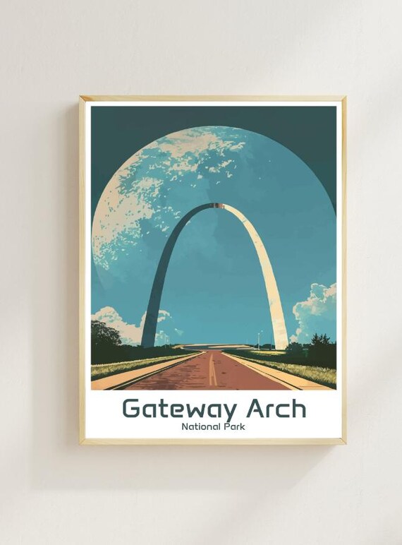Gateway Arch National Park Poster Giant Moonlight Over St Louis Arch Scene