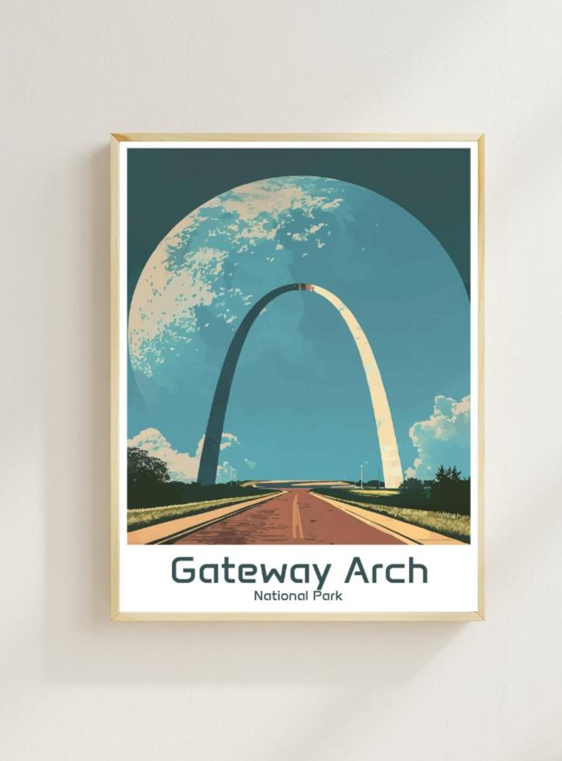 Gateway Arch National Park Poster Giant Moonlight Over St Louis Arch Scene