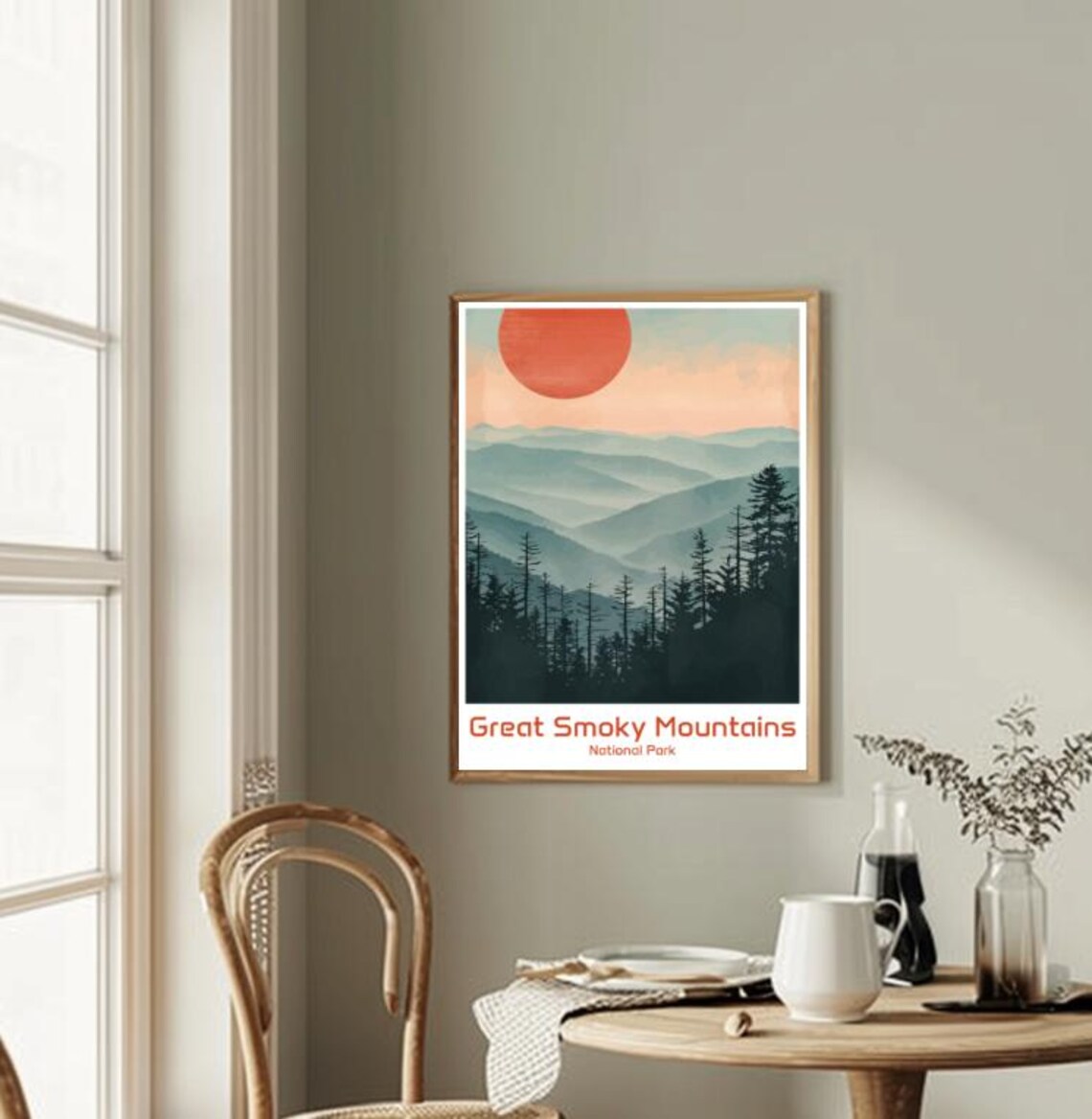 Great Smoky Mountains National Park Misty Sunset Travel Poster - Image 2