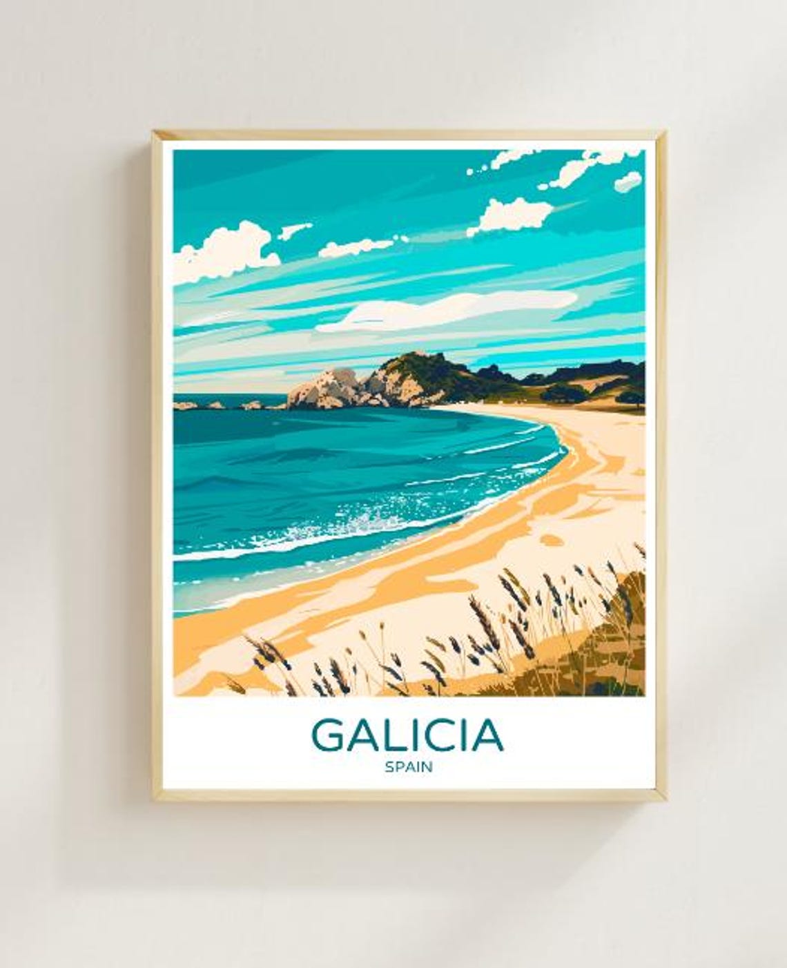 Galicia Spain Travel Poster Scenic Wall Art Of Rugged Coastline And Historic Villages Spain Travel Print Coastal Decor