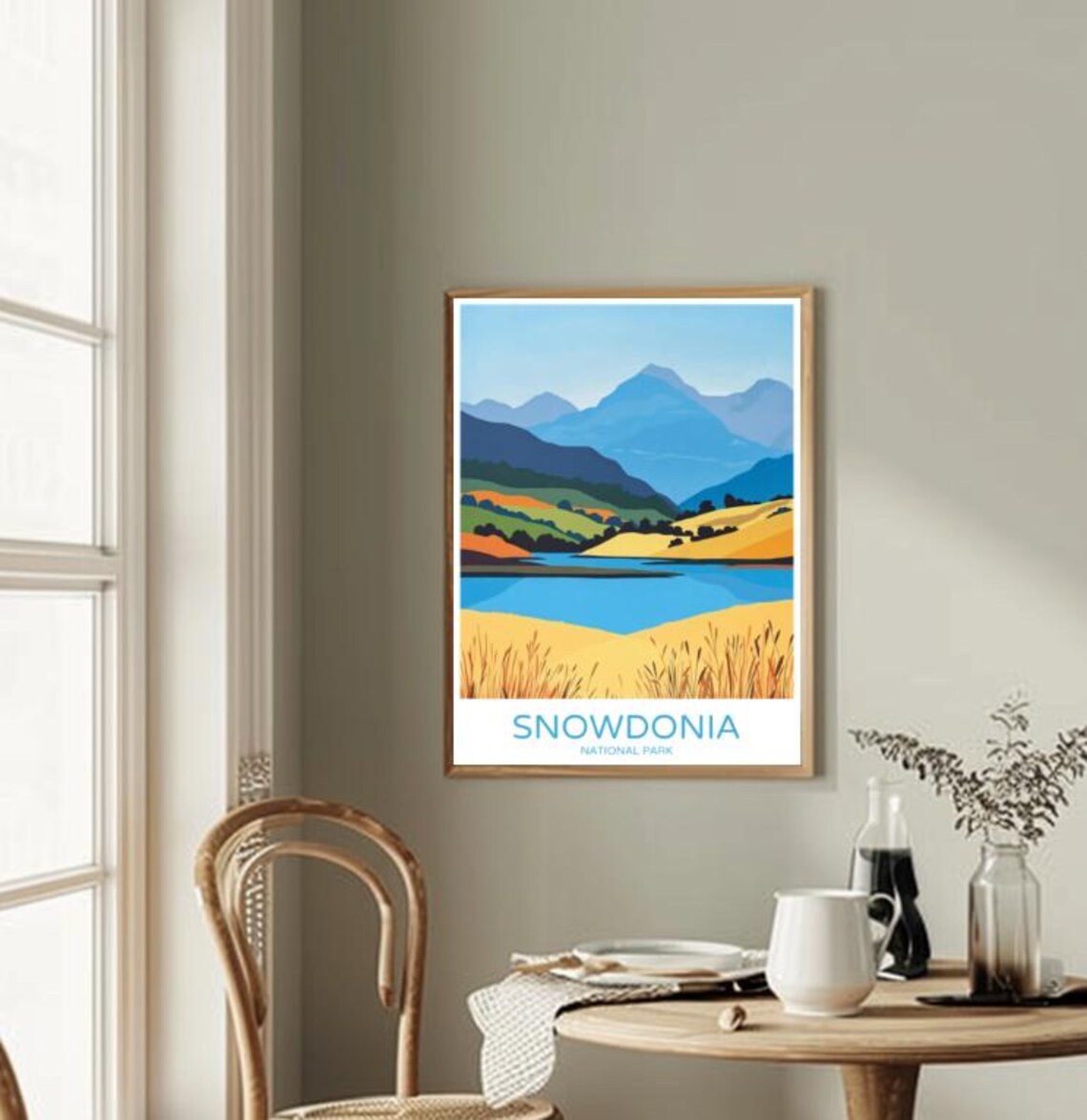 Snowdonia National Park Wales Mountain Lake Golden Fields Travel Poster - Image 2