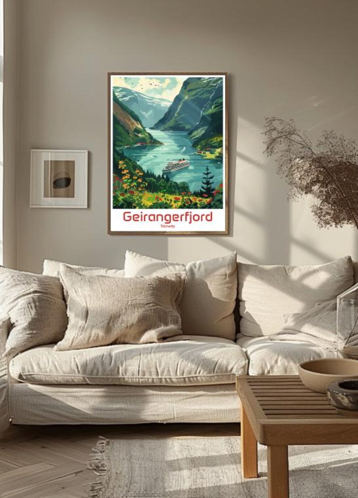 Geirangerfjord Norway Cruise Ship Fjord Retro Illustration Poster - Image 3