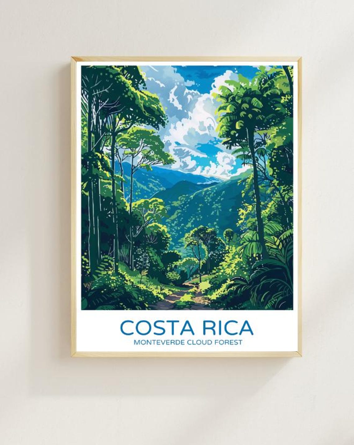 Costa Rica Monteverde Cloud Forest Vintage Travel Poster Art
