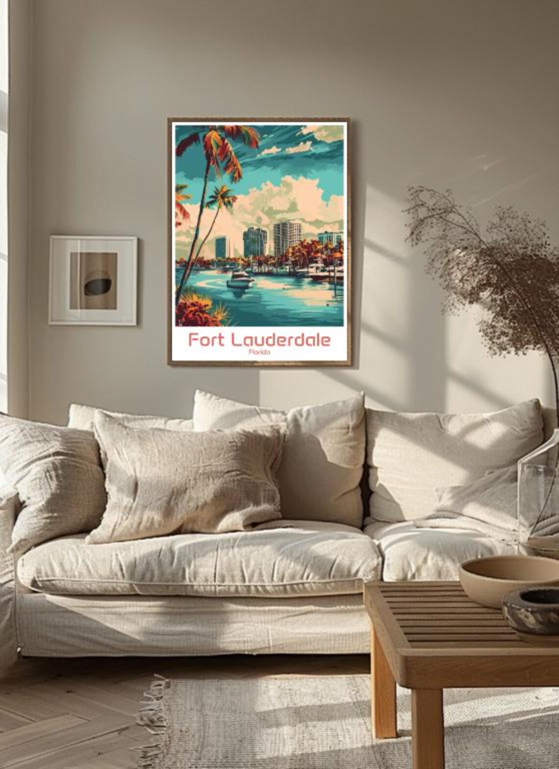 Fort Lauderdale Florida Palm Marina Yachts Waterfront Travel Poster - Image 3
