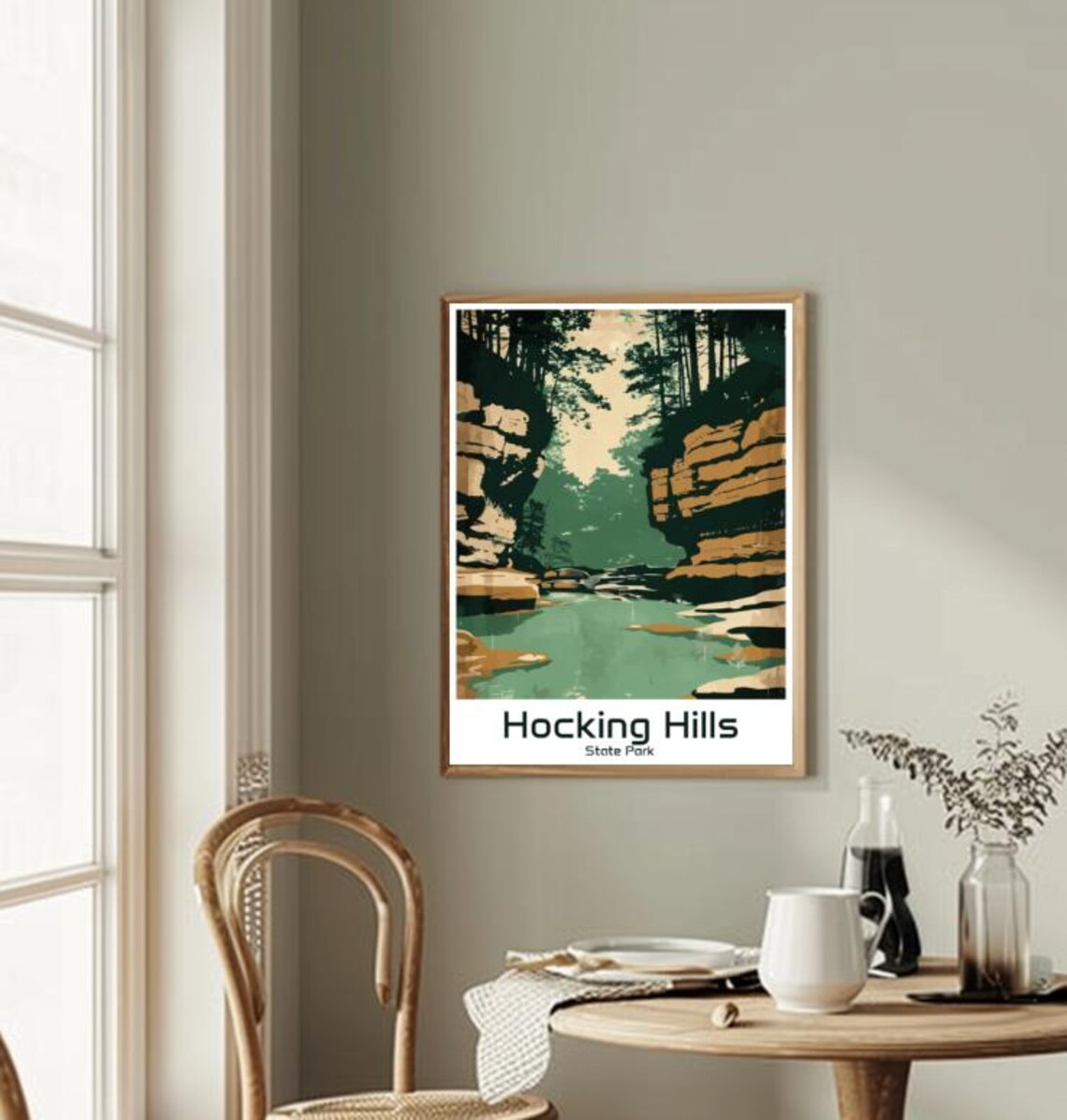 Hocking Hills State Park Travel Poster Forest Gorge Stream Vintage Art - Image 2