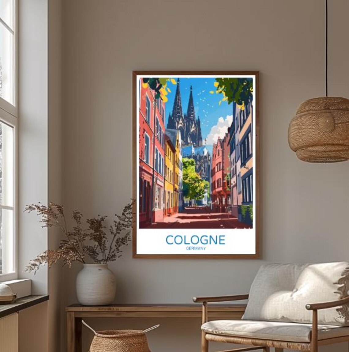 Cologne Germany Cathedral Old Town Street Vintage Travel Poster - Image 3