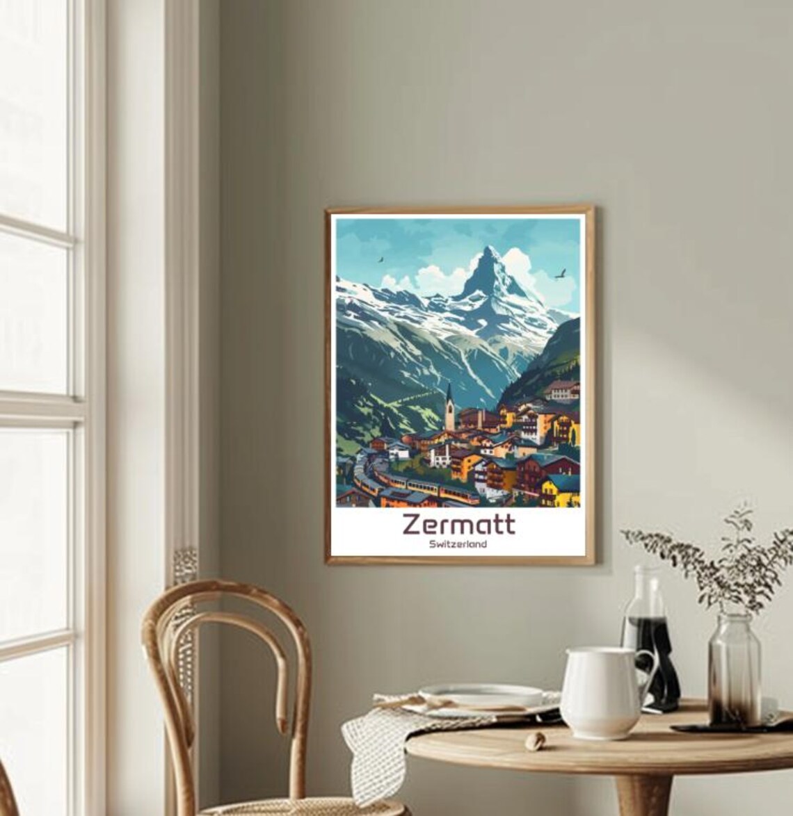 Zermatt Switzerland Matterhorn Village Retro Illustration Poster - Image 2