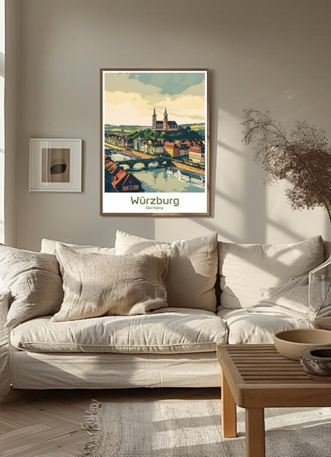 Wurzburg Germany Travel Posterhistoric Cityscape Wall Art Marienberg Fortress And Old Main Bridge Print Bavaria Decor German Travel Art - Image 3