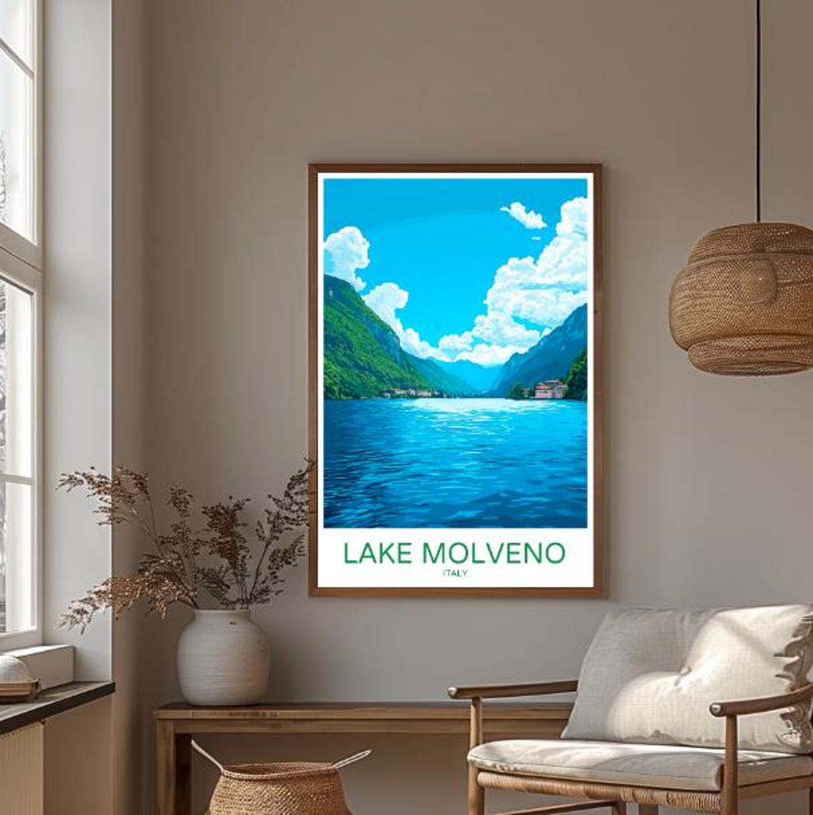 Lake Molveno Travel Posteritalian Alps Scenic Wall Art Vintage Nature Print Trentino Landscape Decor Mountain Lake Artwork Travel Gift - Image 3
