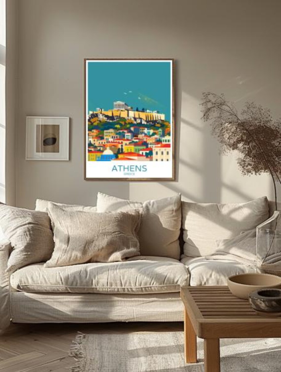 Athens Greece Travel Poster Acropolis Parthenon Ruins Vintage City Decor - Image 2