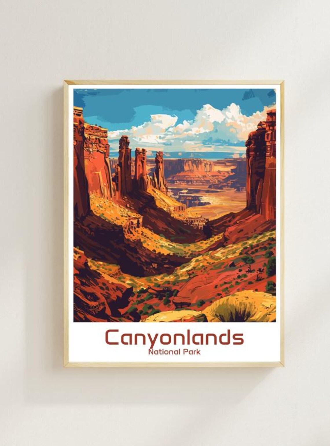 Canyonlands National Park Travel Poster Desert Spires Canyon Vista Decor